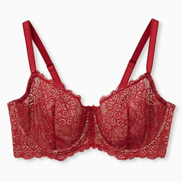 Torrid Curve Balconette Unlined Peacock Lace Straight Back Bra Size 48B NEW - Picture 4 of 11